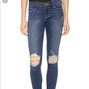 Frame Le Skinny Ripped Blue Jean